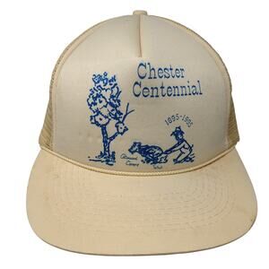 Chester Centennial Snapback Rope Trucker Hat Beige One Size Mesh Back